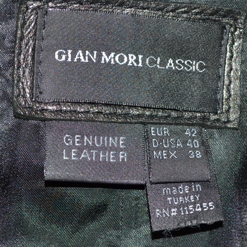 Vintage Gian Mori Black Leather Duster Jacket 42 8 - Picture 6 of 12